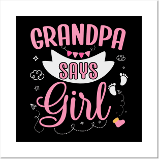 Grandpa says Girl cute baby matching family party Posters and Art